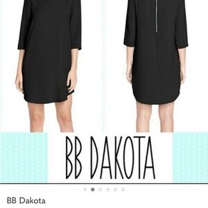 BB Dakota Black Mini Shift Dress with Back Zip Detail
